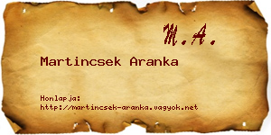 Martincsek Aranka névjegykártya