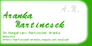 aranka martincsek business card